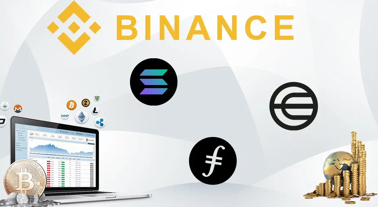 Криптовалютна біржа Binance оголосила про додавання до переліку торгових пар токенів Solana, Worldcoin та Filecoin.
